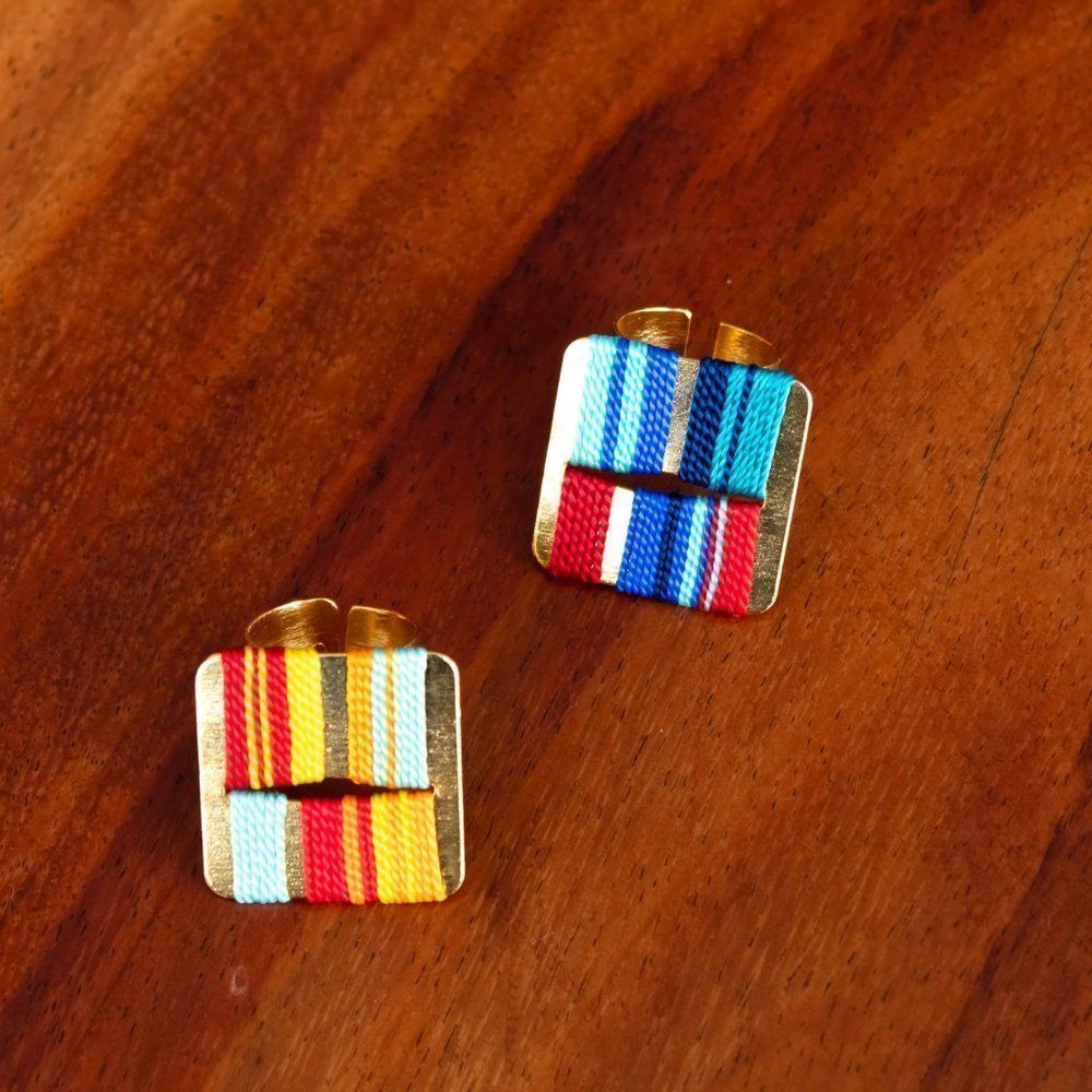 Handmade open ring adjustable gold plated multicolored new